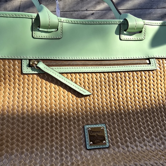 Dooney and Bourke Beacon Woven Zip Tote Mint Green NWT